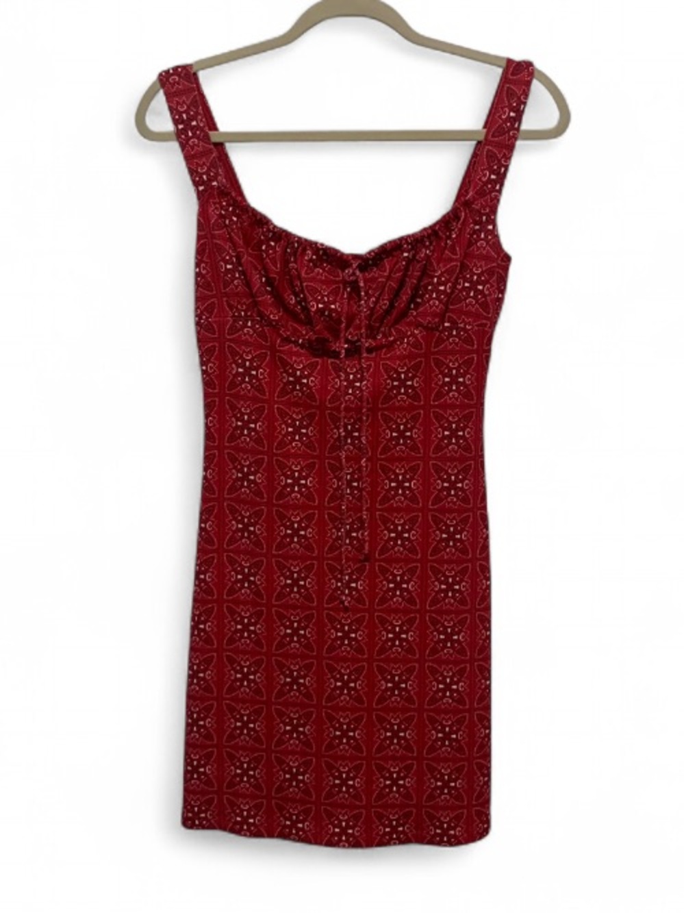 Y2K Venus Red Bandanna Print Milkmaid Tank Dress